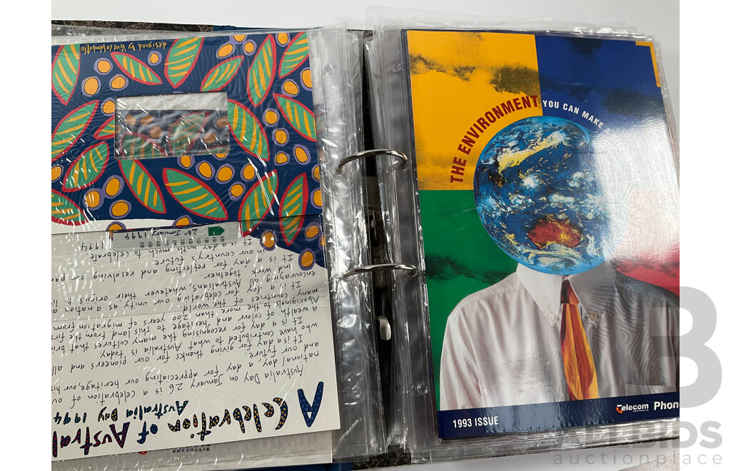 Album of Australian 1990's Telecom Mint Phone Cards and Phone Card Packs, States and Territories, Australia Day and More - Face Value Over $900
