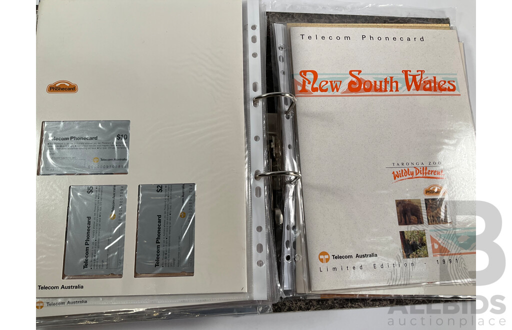 Album of Australian 1990's Telecom Mint Phone Cards and Phone Card Packs, States and Territories, Australia Day and More - Face Value Over $900