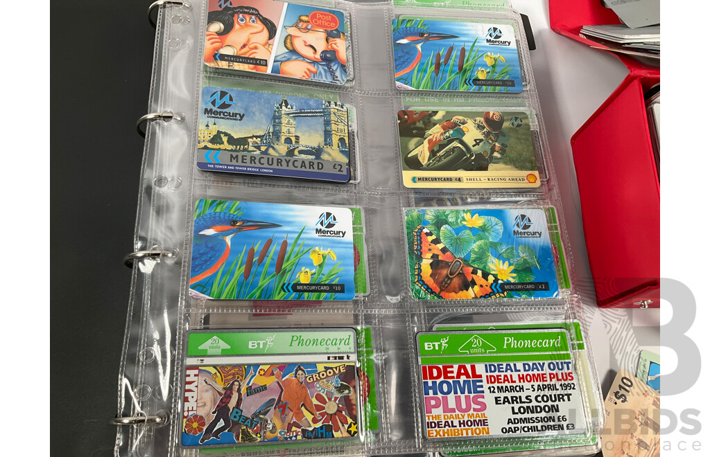 Collection of International Used Phone Cards Including Australia, China, Japan, Chile, United Kingdom, Germany, France