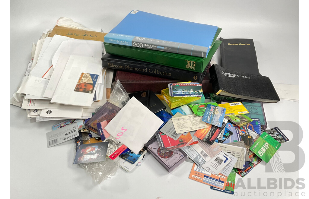 Large Collection of Australian and International Phone Cards Including Japan, European, Albums, Wallets, Unused, Multiples