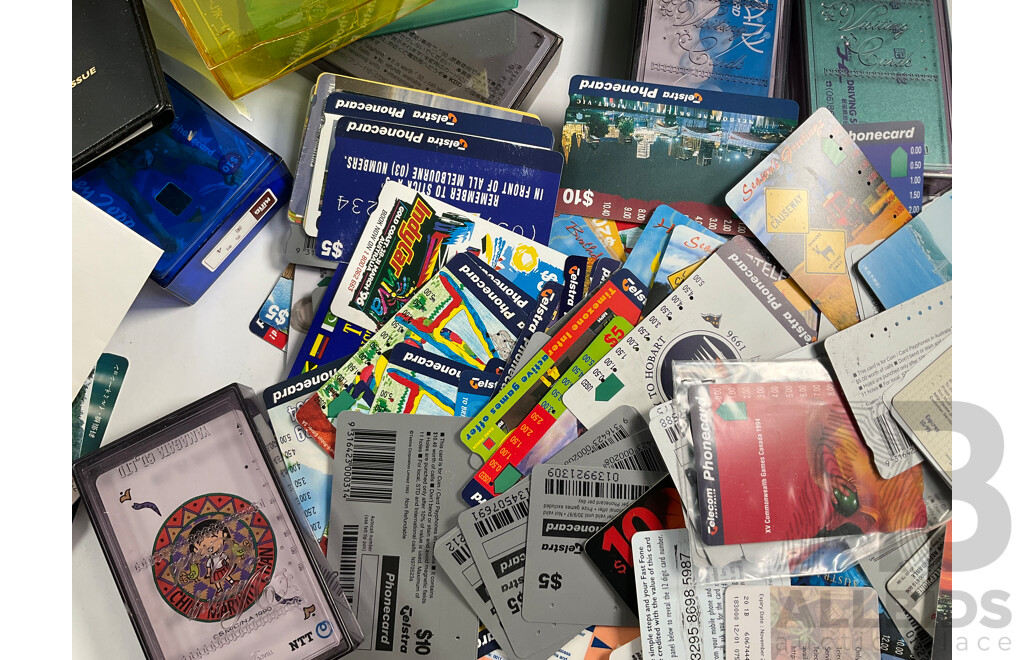 Large Collection of Australian and International Phone Cards Including Japan, European, Albums, Wallets, Unused, Multiples