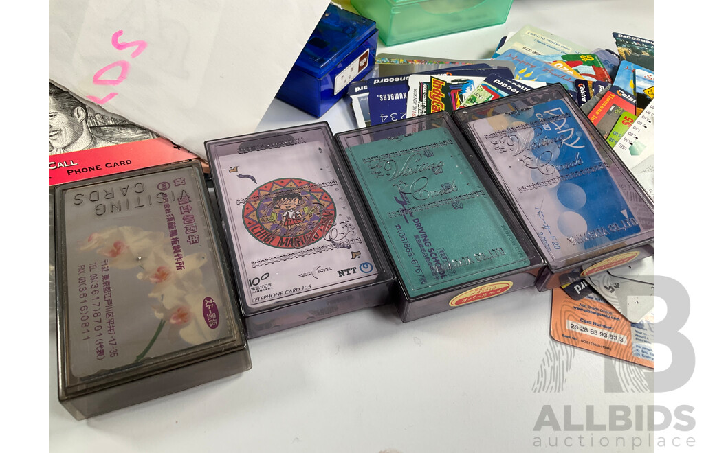 Large Collection of Australian and International Phone Cards Including Japan, European, Albums, Wallets, Unused, Multiples