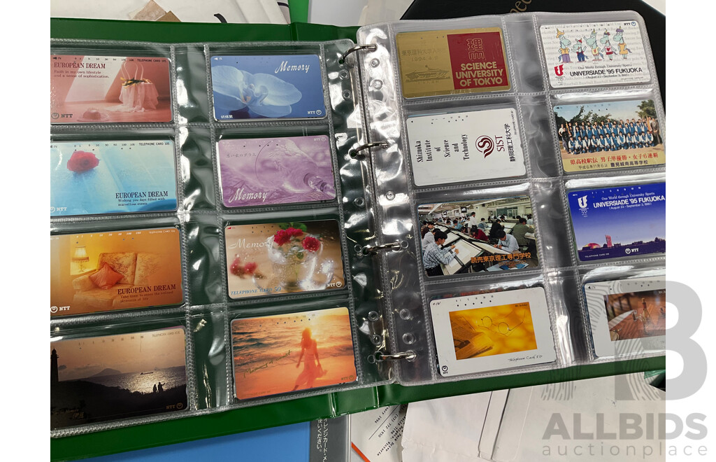 Large Collection of Australian and International Phone Cards Including Japan, European, Albums, Wallets, Unused, Multiples