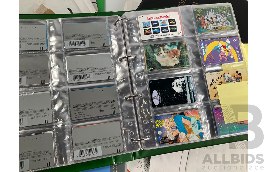 Large Collection of Australian and International Phone Cards Including Japan, European, Albums, Wallets, Unused, Multiples