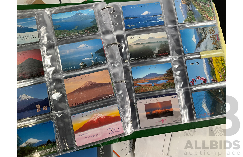 Large Collection of Australian and International Phone Cards Including Japan, European, Albums, Wallets, Unused, Multiples