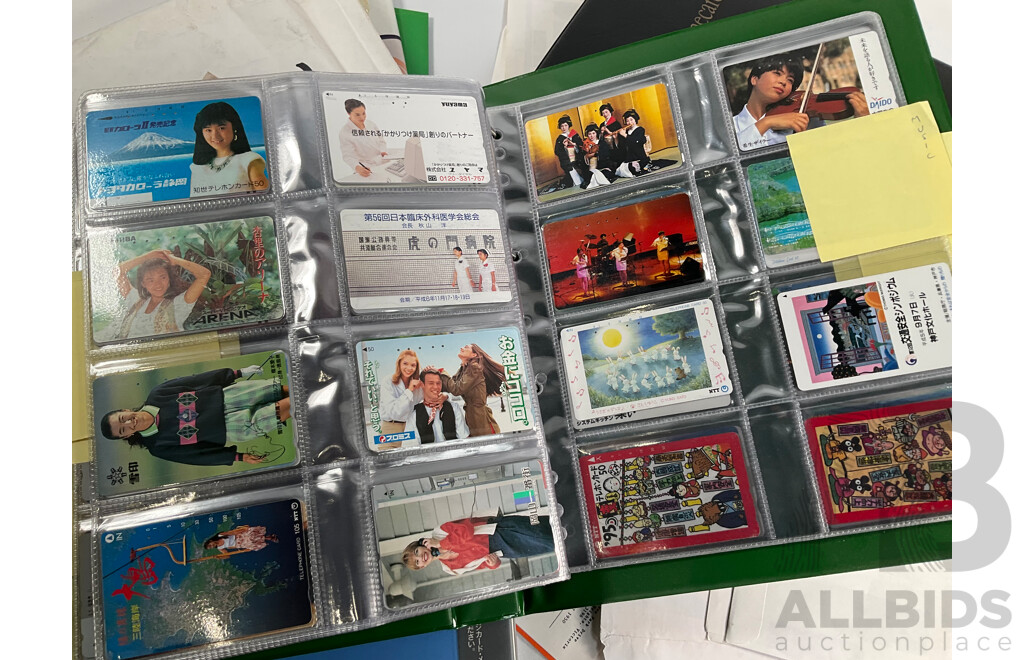 Large Collection of Australian and International Phone Cards Including Japan, European, Albums, Wallets, Unused, Multiples