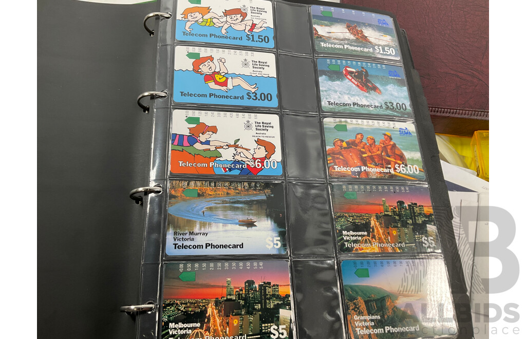 Large Collection of Australian and International Phone Cards Including Japan, European, Albums, Wallets, Unused, Multiples