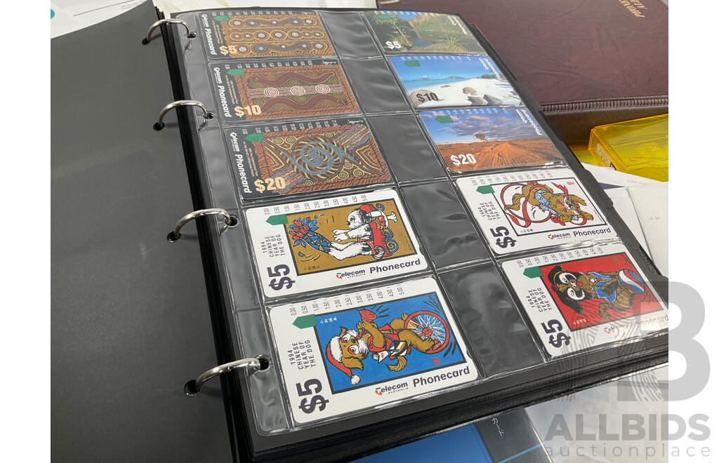 Large Collection of Australian and International Phone Cards Including Japan, European, Albums, Wallets, Unused, Multiples