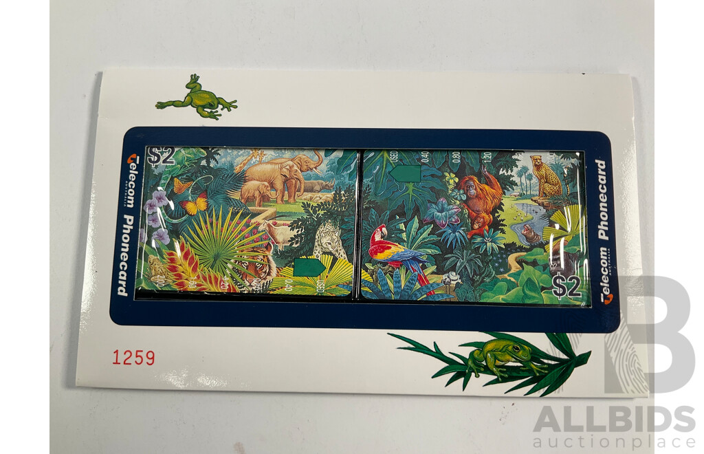 Australian Roam Pacific Apollo II 25th Anniversary Phone Card Set, Stamp and Phone Card Commemorative Packs Including Perth Zoo, Blue Swan Stamp and Australian Wildlife Fund - Stamp Face Value $42, Phone Cards $129