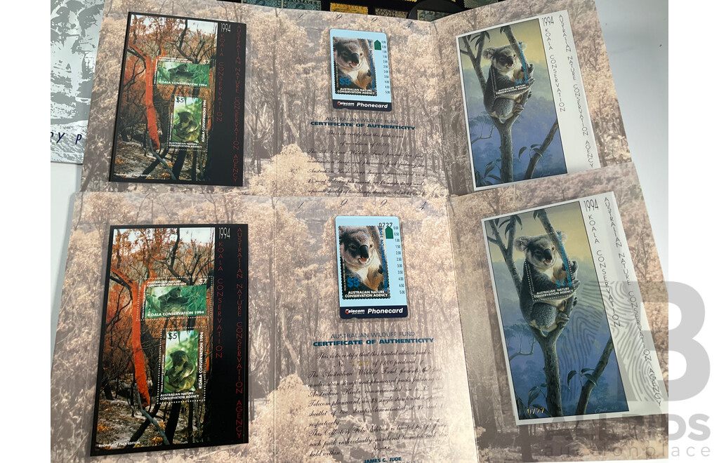 Australian Roam Pacific Apollo II 25th Anniversary Phone Card Set, Stamp and Phone Card Commemorative Packs Including Perth Zoo, Blue Swan Stamp and Australian Wildlife Fund - Stamp Face Value $42, Phone Cards $129