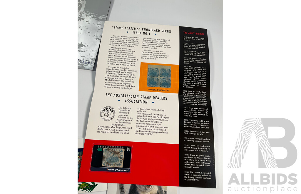 Australian Roam Pacific Apollo II 25th Anniversary Phone Card Set, Stamp and Phone Card Commemorative Packs Including Perth Zoo, Blue Swan Stamp and Australian Wildlife Fund - Stamp Face Value $42, Phone Cards $129
