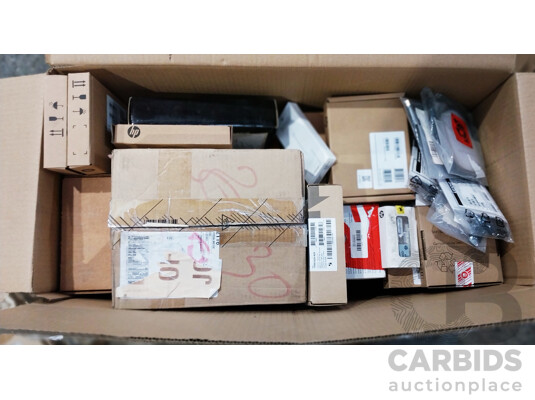 Box of Assorted Hardware, Accessories, Display Adapters and More