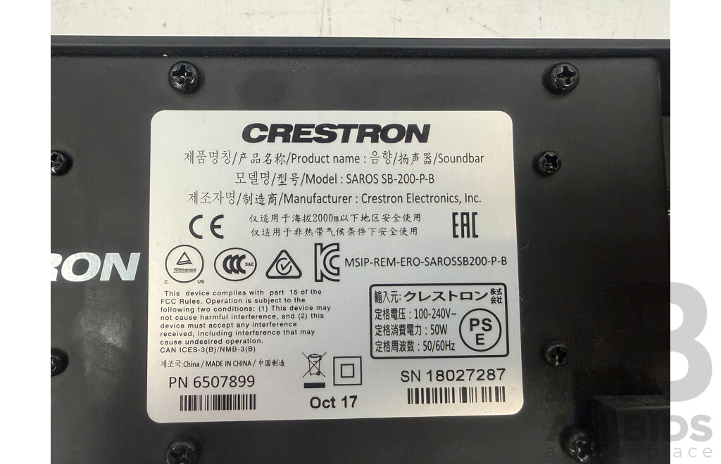 2x Crestron Saros SB200 Sound Bar