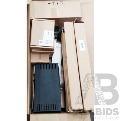 Box of Assorted Hardware, Accessories, Display Adapters and More