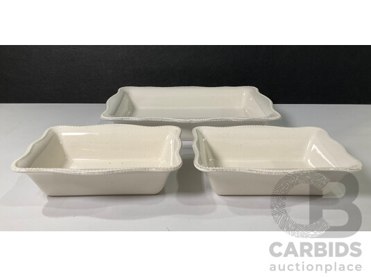 1661394 · Three Ceramic Stoneware Baking Dishes, Matching Trio