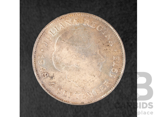 Netherlands 1973 Silver Ten Gulden Coin, 25th Anniversary of the Reign of Queen Juliana .720