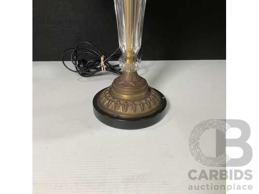 Vintage Cut Glass and Brass Table Lamp