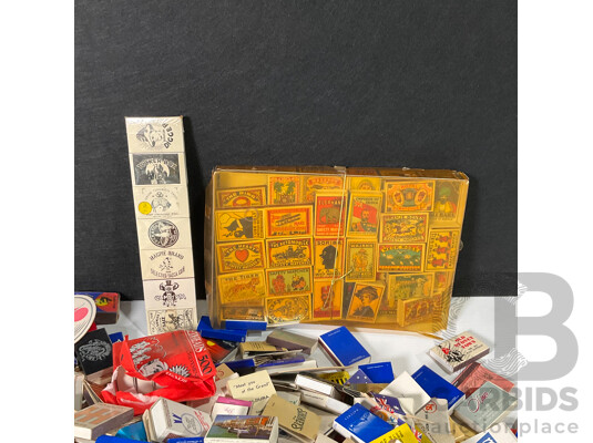 Collection of International Vintage Match Books and Boxes Including Australia, USA, Europe and More - Approximately 3.9 Kilograms Including Storage Box