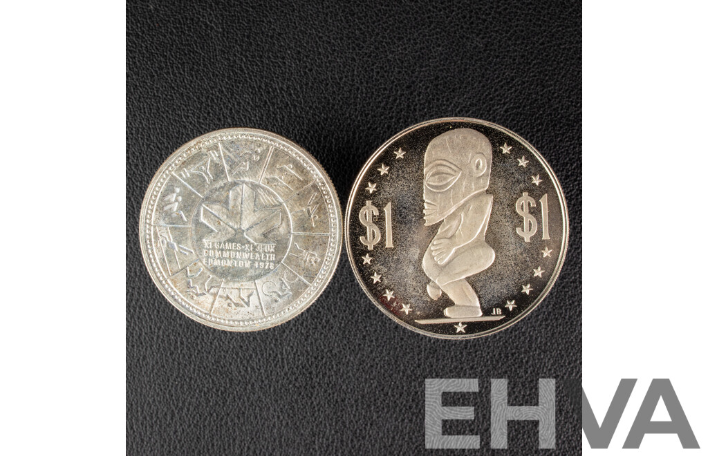 Canada 1978 UNC Silver One Dollar, Commonwealth Games, Edmonton and Cook Islands 1973 UNC One Dollar