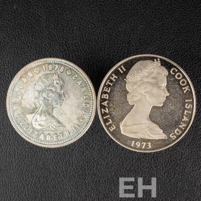 Canada 1978 UNC Silver One Dollar, Commonwealth Games, Edmonton and Cook Islands 1973 UNC One Dollar