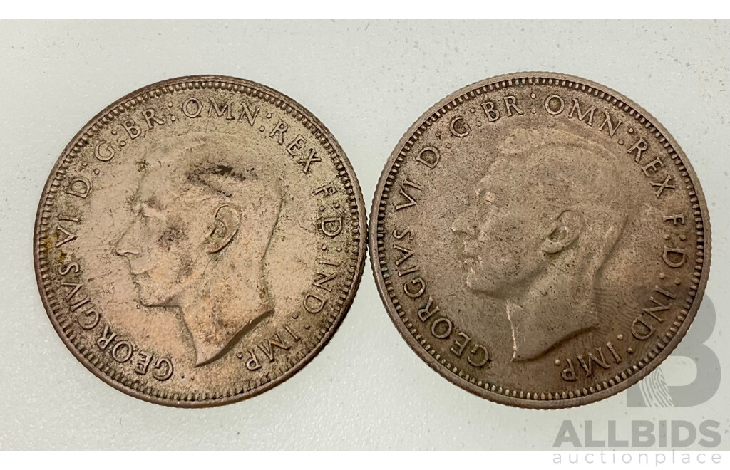 Two Australian KGVI Silver Florins, 1943S and 1944 .925