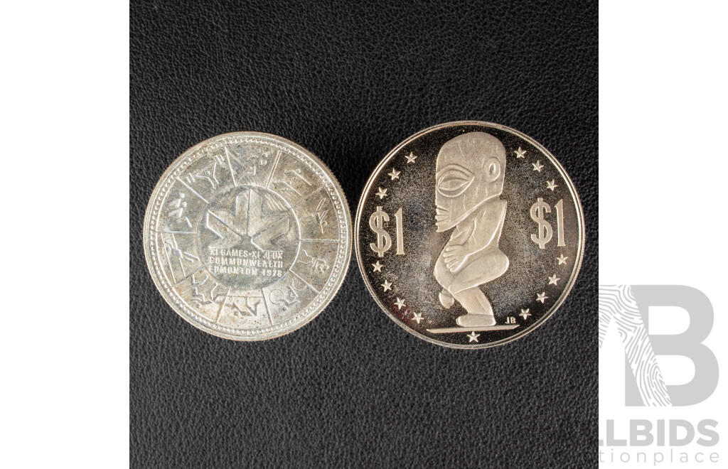 Canada 1978 UNC Silver One Dollar, Commonwealth Games, Edmonton and Cook Islands 1973 UNC One Dollar