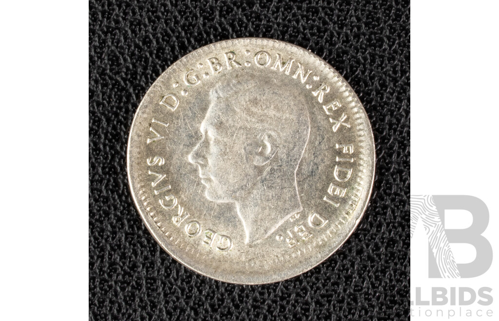 Australian 1950 Silver Threepence with Off Center Mis-Strike .500