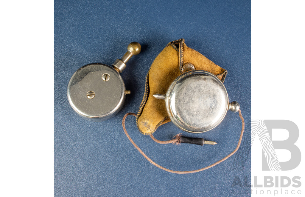 Vintage U.S Gauge Co Tire Pressure Gauge for Baloon or Standard Tires with Original Pouch and Vintage Pocket Volt Meter