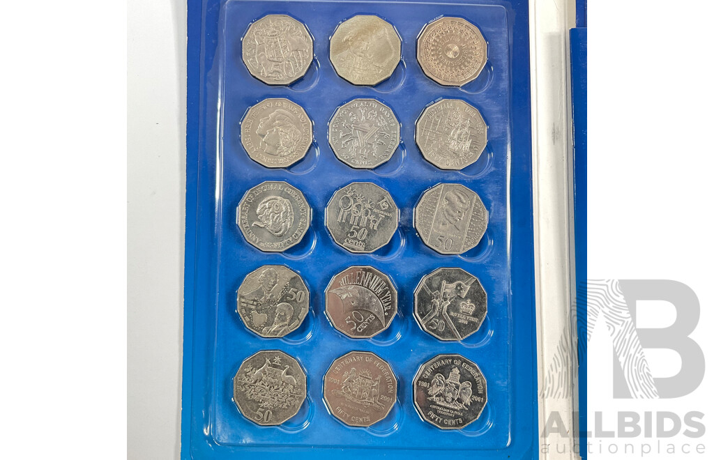 Australian Scholastic Fifty Cent Coin Collection and Folder Including 2001 Federation Set