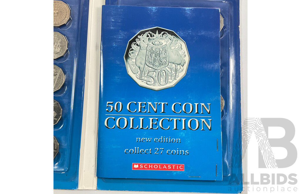 Australian Scholastic Fifty Cent Coin Collection and Folder Including 2001 Federation Set