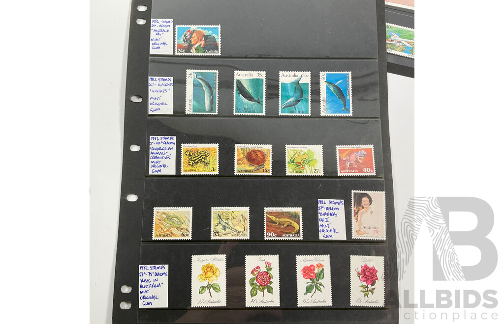 Australian Early 1980's Mint Stamp, Strips Minisheets, Sets