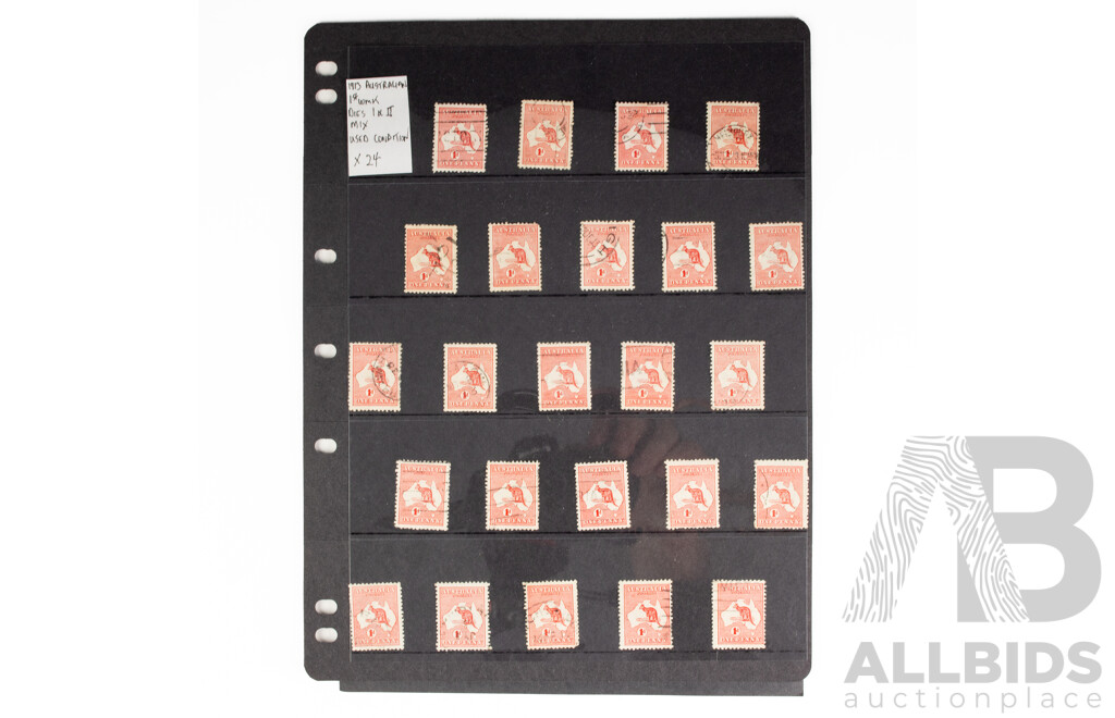 Australian 1913-1940's Kangaroo and Map Stamps, One Penny to Two Shillings, Perforated Official Service, First and Third Water Marks