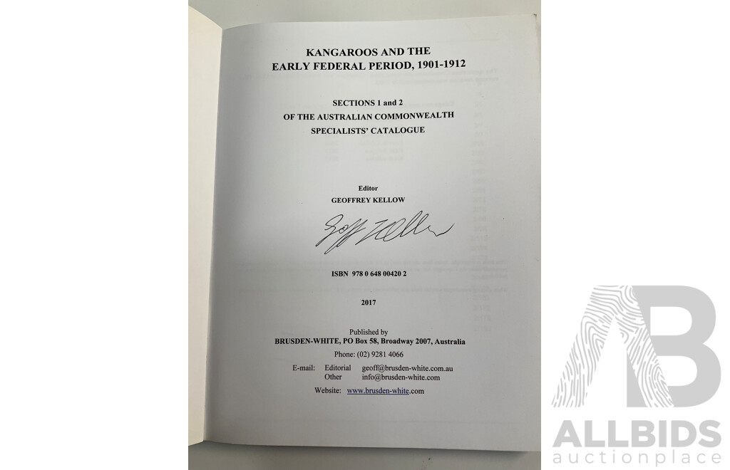 The Australian Commonwealth Stamp Specialist's Catalogue, Kangaroos, Signed by Author Geoffrey Kellow