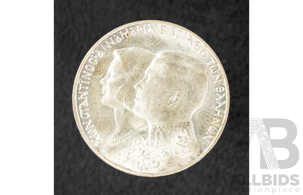 Greece 1964 Silver Thirty Drachma Coin, Royal Marriage .835