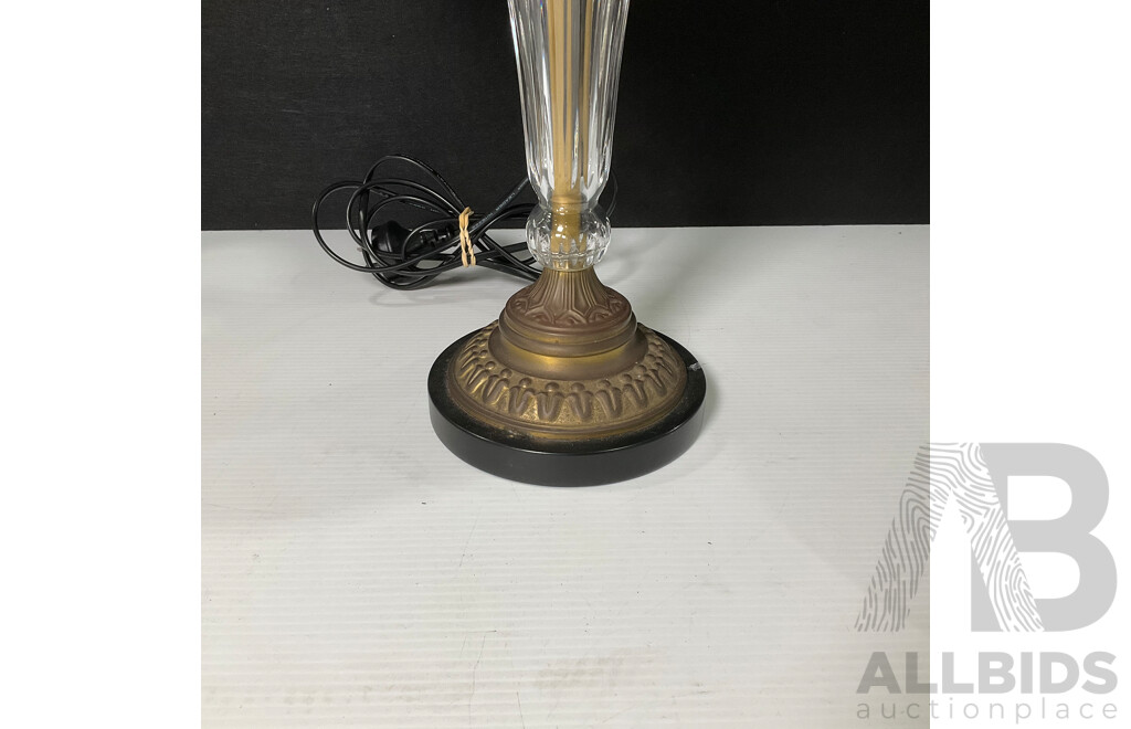 Vintage Cut Glass and Brass Table Lamp