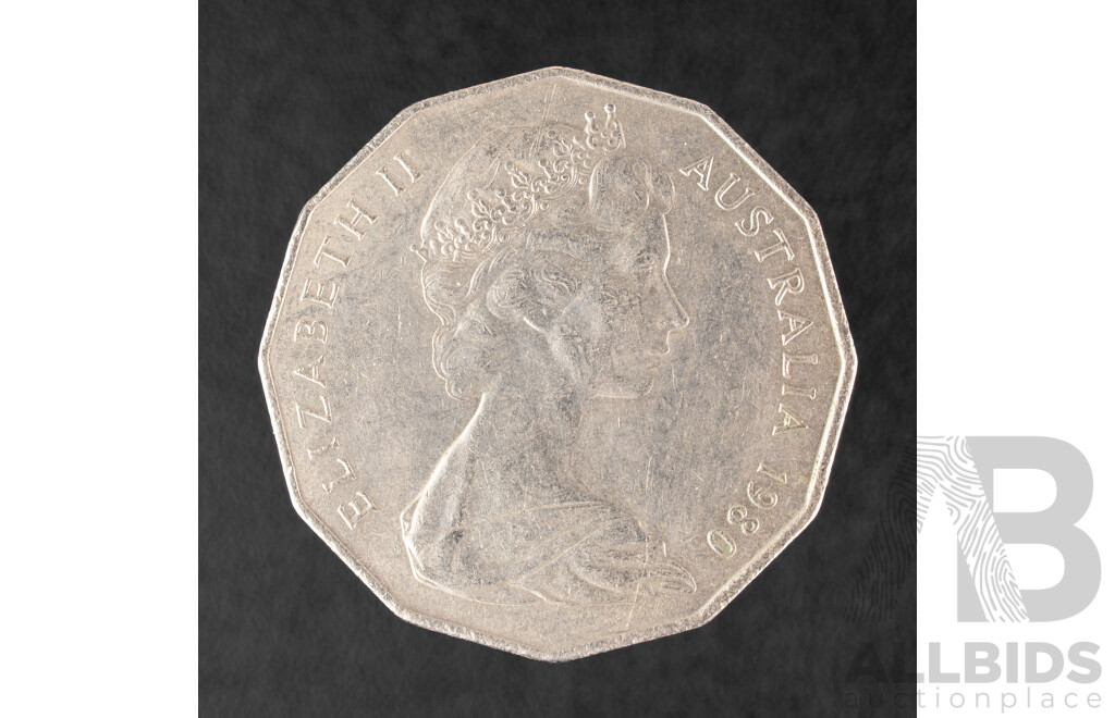 Australian 1980 Fifty Cent, Double Bar