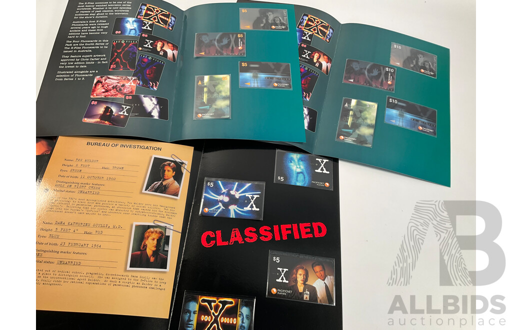 Pacificnet Australia X-Files Mint Phone Card Sets Including The Truth is Out There, Series Three, The Lost Files - Face Value $280