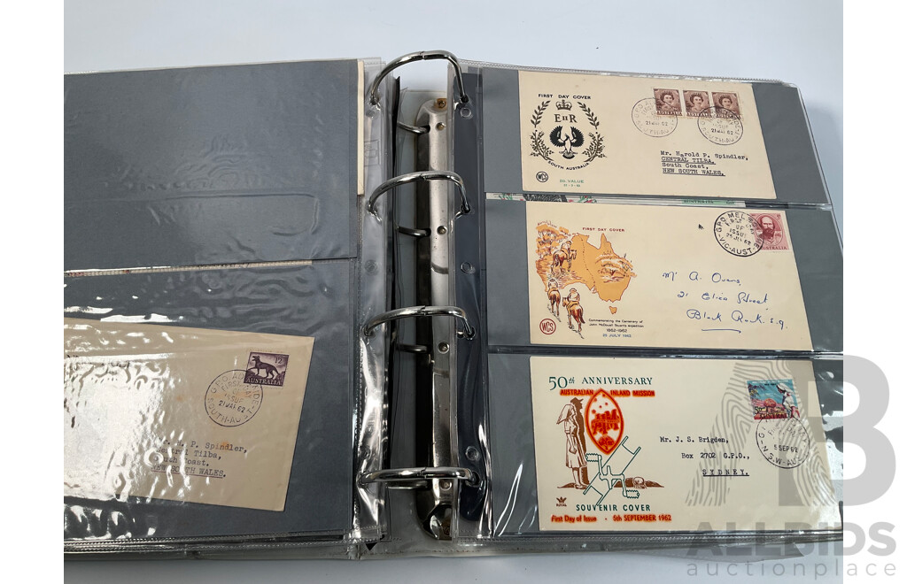 Album of Australian First Day Covers Spanning 1940's to 1971 Including Federation Jubilee, 1954 Royal Visit, 1956 Melbourne Olympics, First Decimal Currency Stamp, Last Day Cover Carried by Sydney Tram and Much More