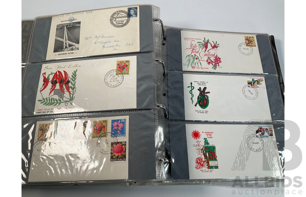 Album of Australian First Day Covers Spanning 1940's to 1971 Including Federation Jubilee, 1954 Royal Visit, 1956 Melbourne Olympics, First Decimal Currency Stamp, Last Day Cover Carried by Sydney Tram and Much More