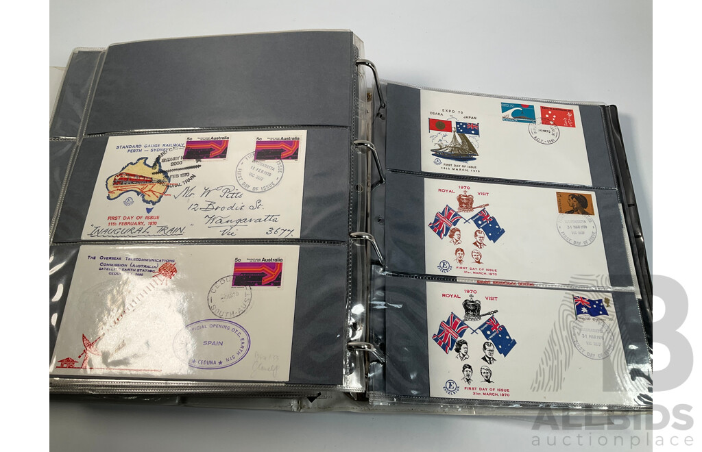 Album of Australian First Day Covers Spanning 1940's to 1971 Including Federation Jubilee, 1954 Royal Visit, 1956 Melbourne Olympics, First Decimal Currency Stamp, Last Day Cover Carried by Sydney Tram and Much More