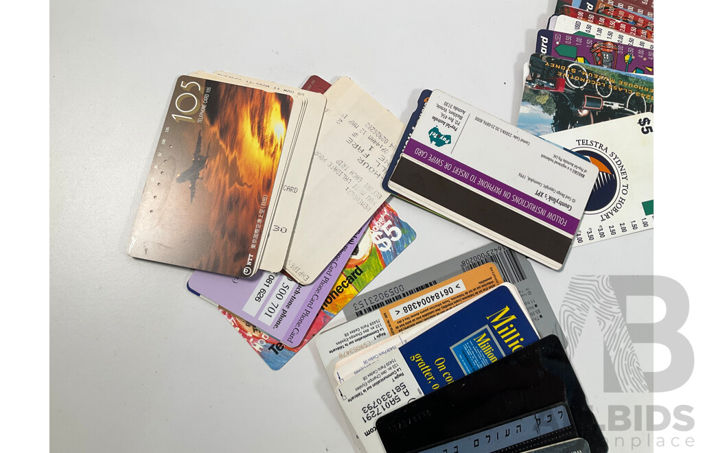 Collection of International Phonecards Including Australian Telecom, Paytel, Denmark, New Zealand, United Kingdom, Korea, Japan, Singapore, Ireland, France
