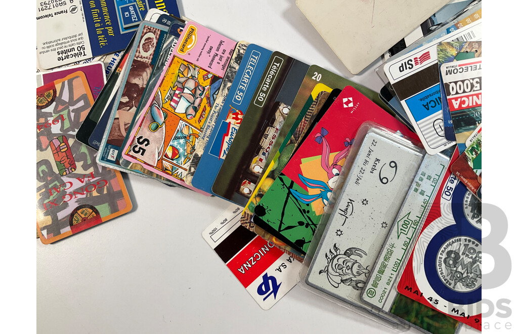 Collection of International Phonecards Including Australian Telecom, Paytel, Denmark, New Zealand, United Kingdom, Korea, Japan, Singapore, Ireland, France
