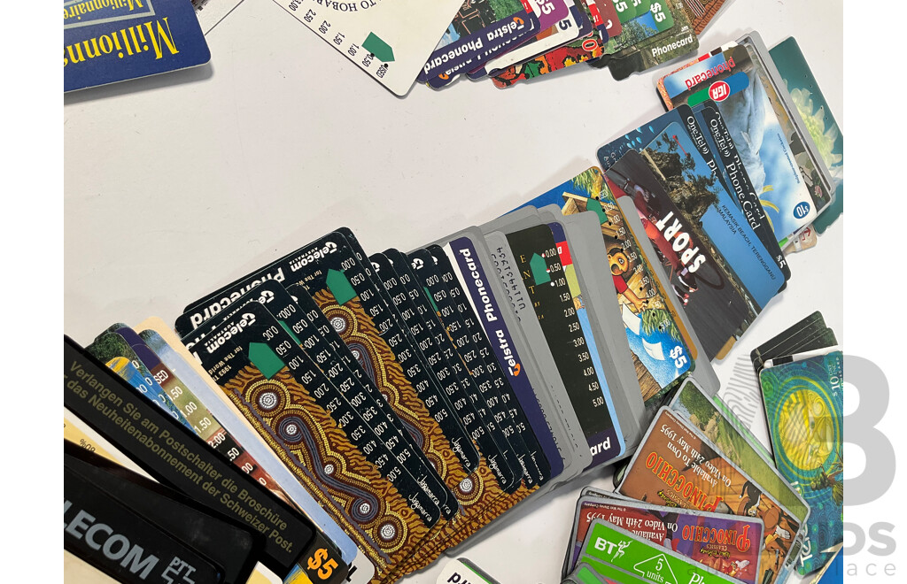 Collection of International Phonecards Including Australian Telecom, Paytel, Denmark, New Zealand, United Kingdom, Korea, Japan, Singapore, Ireland, France