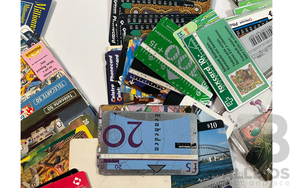 Collection of International Phonecards Including Australian Telecom, Paytel, Denmark, New Zealand, United Kingdom, Korea, Japan, Singapore, Ireland, France