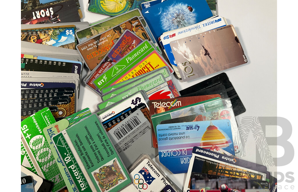 Collection of International Phonecards Including Australian Telecom, Paytel, Denmark, New Zealand, United Kingdom, Korea, Japan, Singapore, Ireland, France