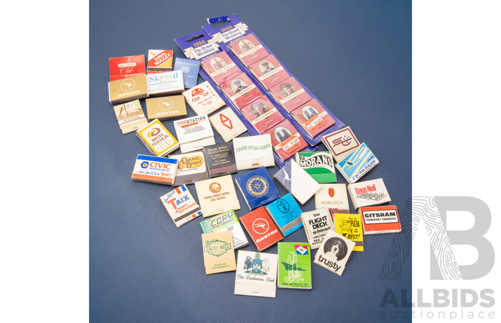 Good Collection of Vintage Match Books and Boxes Including Parliamentary Box Signed by Bob Hawke, Camel, Winston, BP/Alan Moffat, Mobilgas, Qantas, Local Canberra Businesses and More