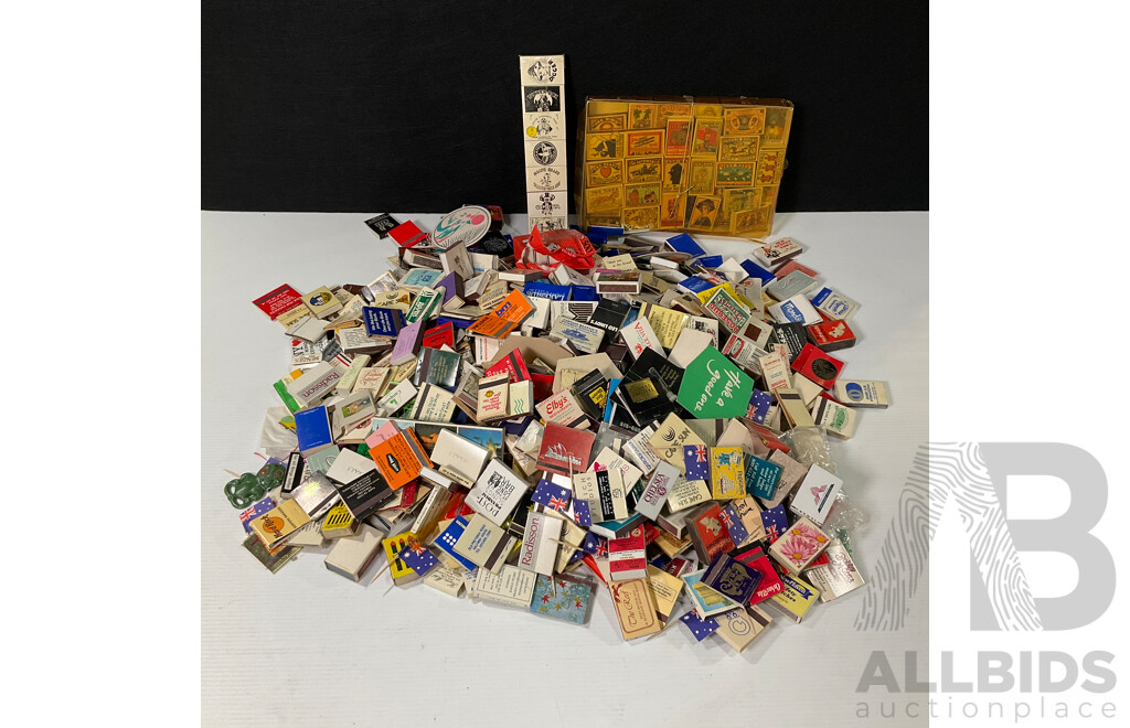 Collection of International Vintage Match Books and Boxes Including Australia, USA, Europe and More - Approximately 3.9 Kilograms Including Storage Box