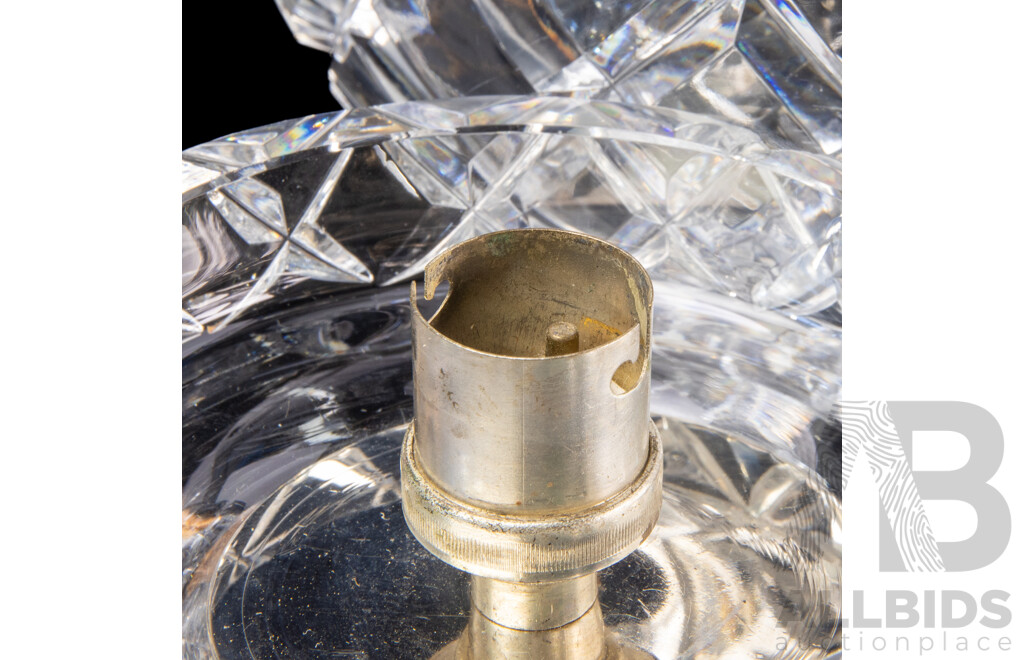 Art Deco Boudoir Crystal Bedside Lamp with Cut Crystal Astra Clock and Perfume Bottle