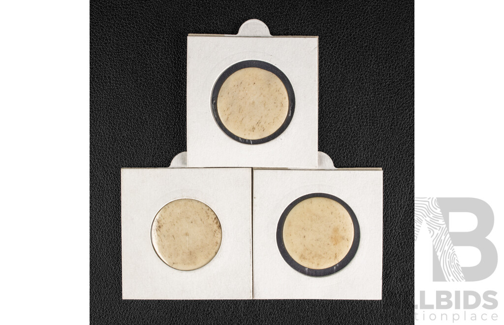 Three Vintage Great Britain One Shilling Grocery Tokens