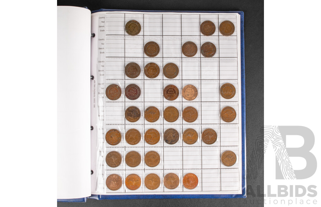 Australian RAM Album of Pennies and Half Pennies, Semi Consecutive Examples Spanning 1911 to 1964